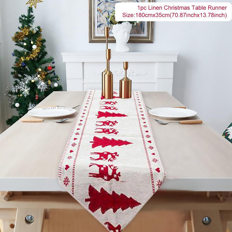 Embroidered Christmas table runner, view 7 - MRSLM