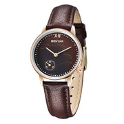 ladies quartz leather strap watch, view 4 - MRSLM