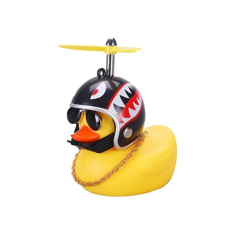 Cheerful Yellow Duck Car & Bike Ornament with Helmet and Accessories