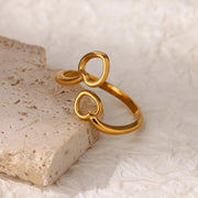 Gold wave ring for women, view 8 - MRSLM