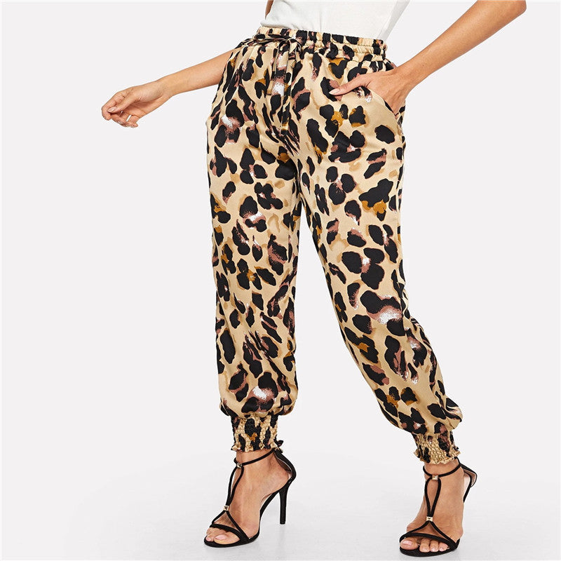 Women's High Waist Casual Elastic Long Pants