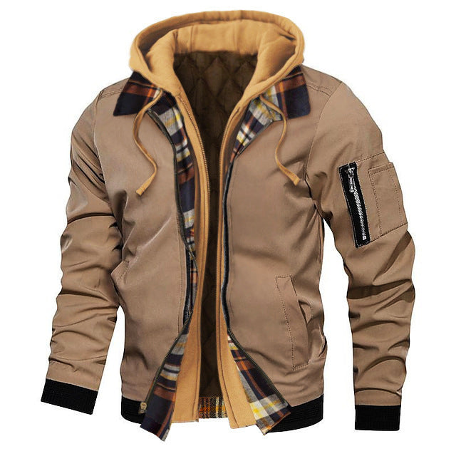 Dicke, einfarbige Herren-Kapuzenjacke in Übergröße für Herbst und Winter – ideal für Herbst und Winter.