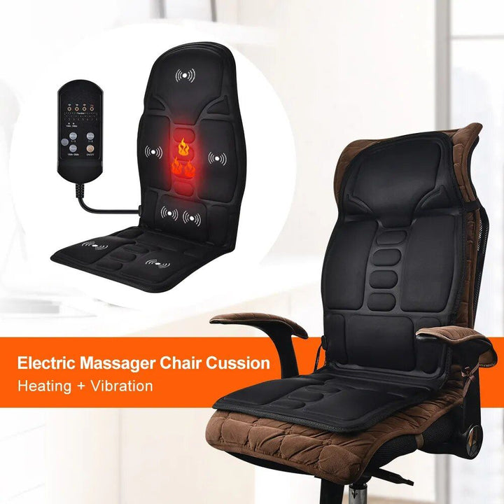 Electric Massage Chair Cushion with Heat & Vibration for Car, Home, and Office