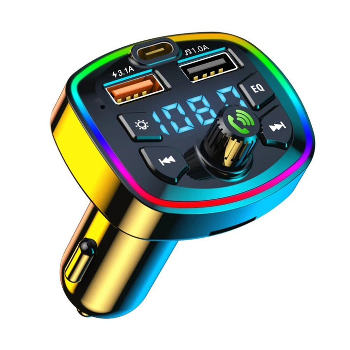 Bluetooth 5.0 Car FM Transmitter with Dual USB PD Charging & LED Backlit MP3 Player