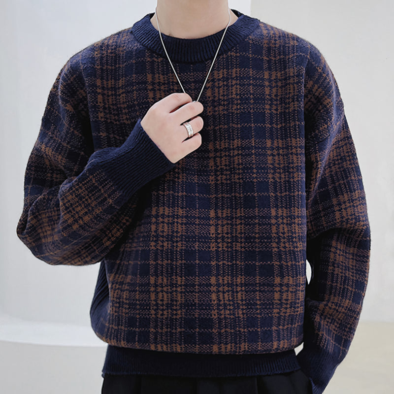 men's knitted plaid sweater, view 7 - MRSLM