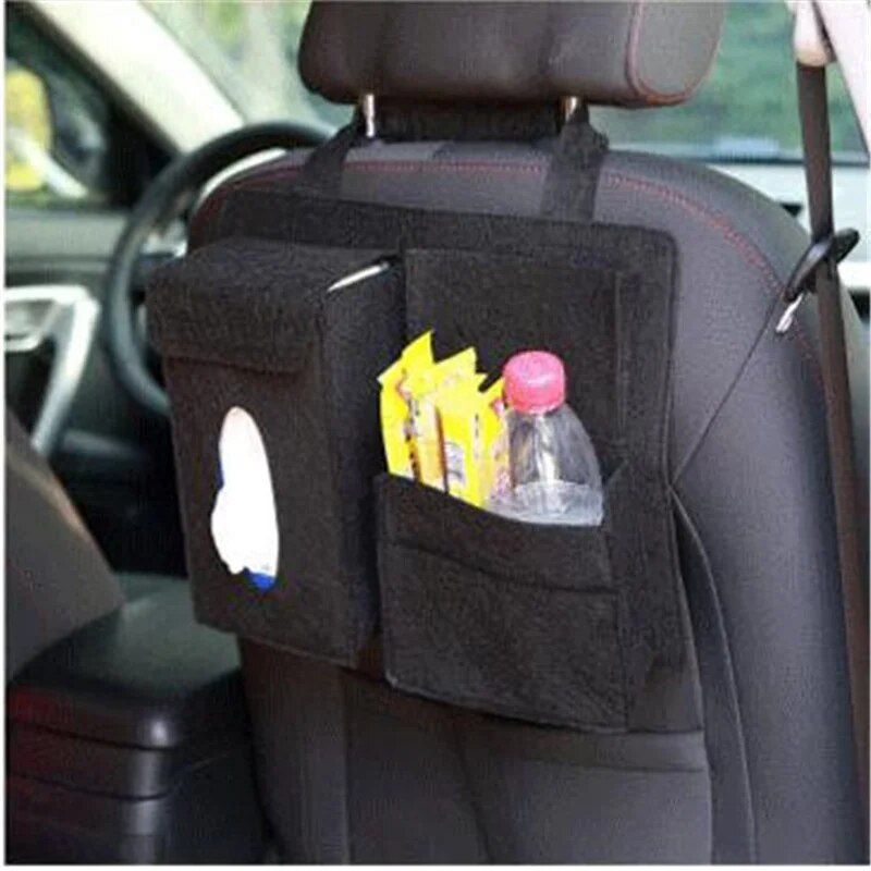 multi-function felt car seat back organizer, view 5 - MRSLM
