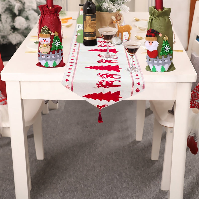 Christmas cotton-linen table runner, view 8 - MRSLM