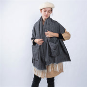 Wool fringe shawl scarf, view 5 - MRSLM