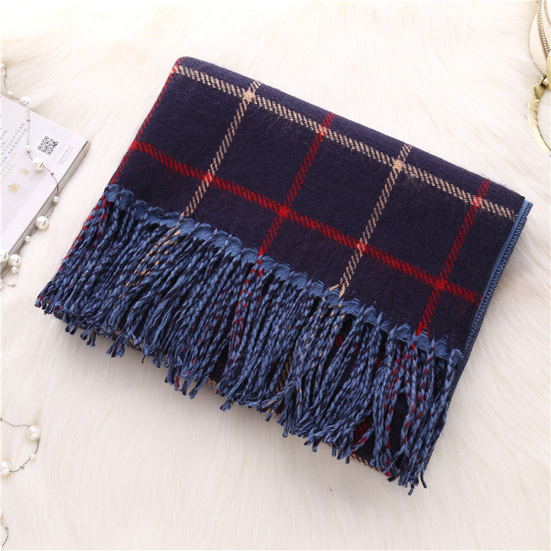 Double-sided plaid scarf, view 8 - MRSLM