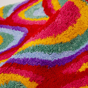 colorful psychedelic round tufted rug, view 4 - MRSLM