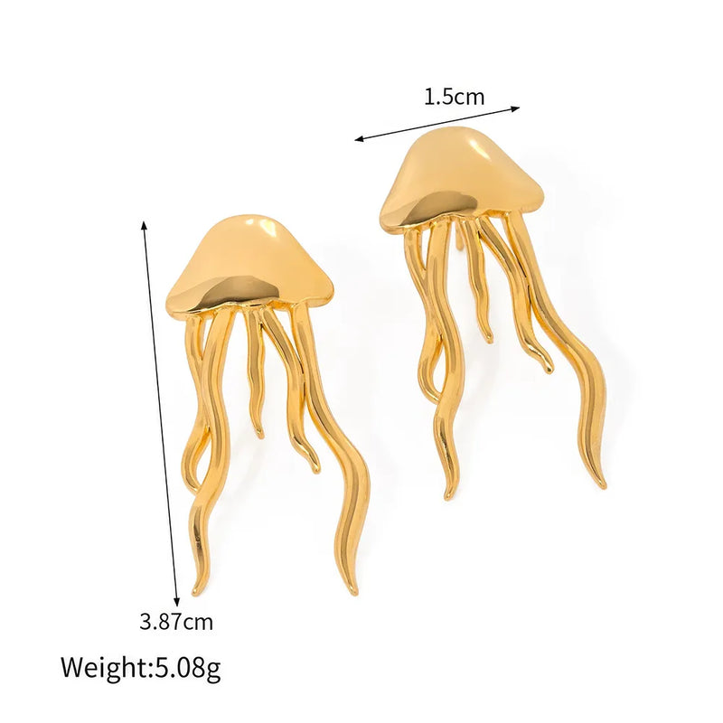 Ohrstecker in Quallenform, 18 Karat Gold.