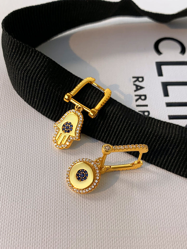 Evil Eye Asymmetrical Earrings For Women