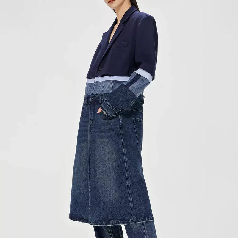 Patchwork-Jeans-Trenchcoat