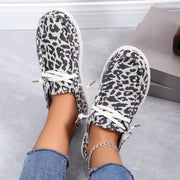 women's leopard canvas lace-up loafers, view 5 - MRSLM