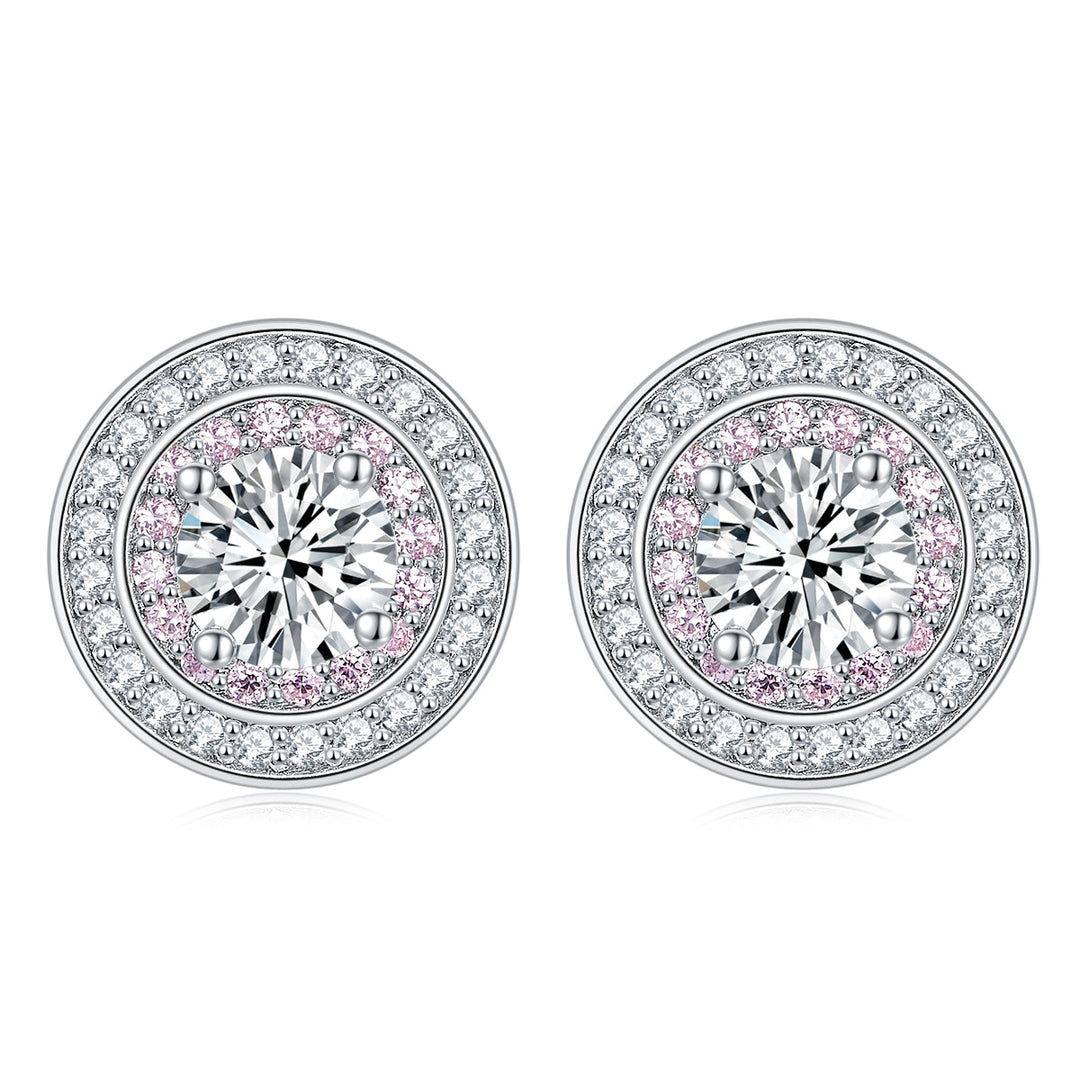 Sterling Silver Round Micro Set Zircon Earrings