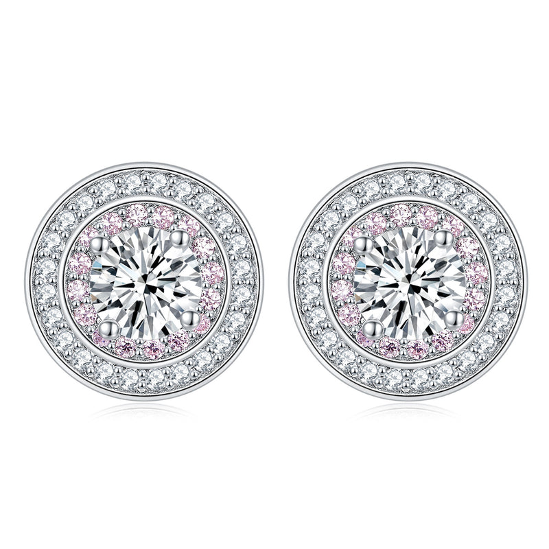 sterling silver round micro set zircon earrings, view 5 - MRSLM