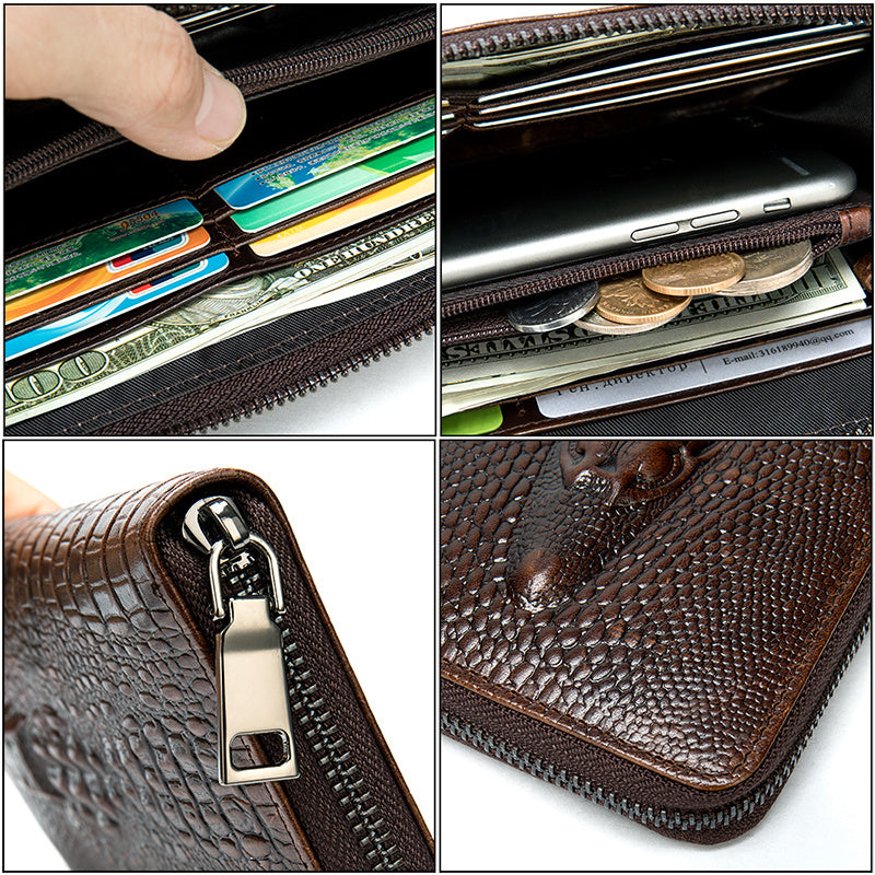 crocodile-embossed cowhide wallet, view 6 - MRSLM