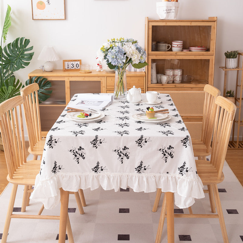 embroidered floral cotton tablecloth, view 2 - MRSLM