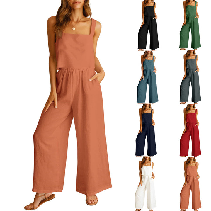 Sleeveless Camisole Wide Leg Pants Casual Suit