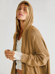 oversized waffle knit zipper hoodie, view 4 - MRSLM