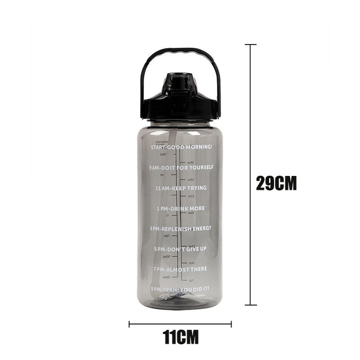 2L Motivational Straw Water Bottle for Hydration