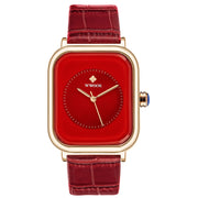ladies square dial leather strap watch, view 7 - MRSLM