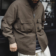 cuban collar seersucker shirt, view 6 - MRSLM