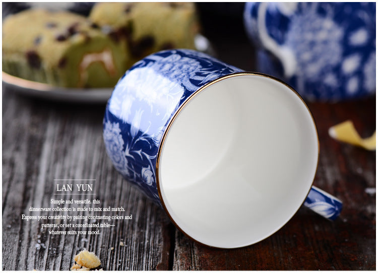 european blue and white ceramic mug, view 6 - MRSLM