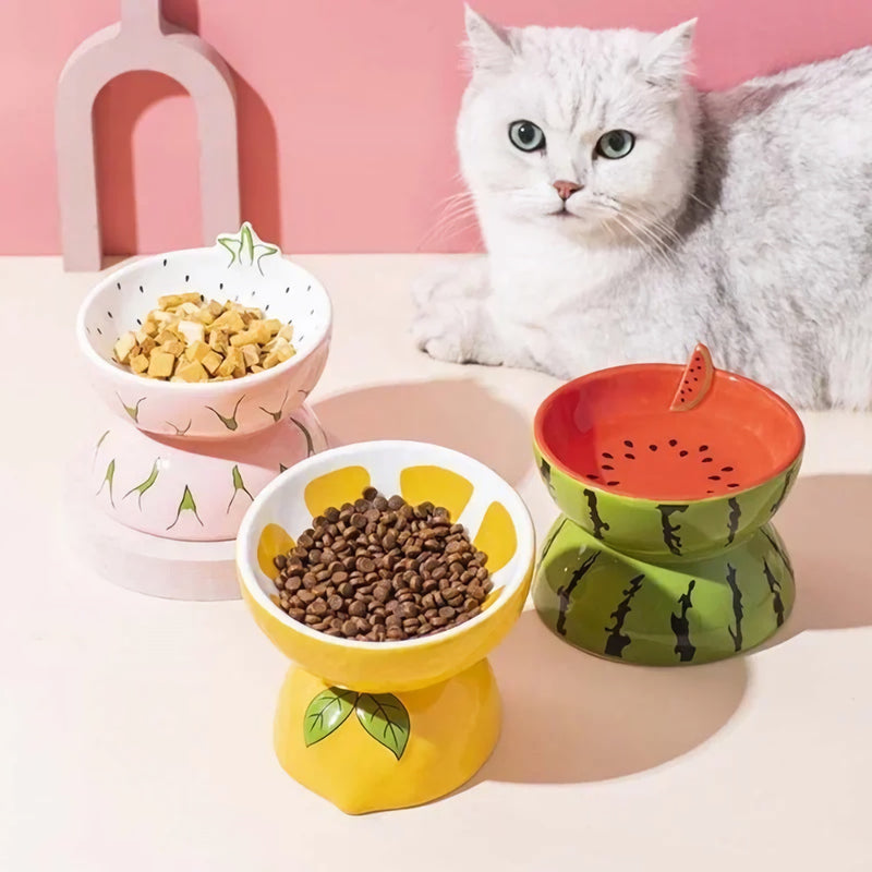 Tigela de cerâmica para animais de estimação em formato de fruta