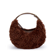 half moon fluffy wool handbag, view 3 - MRSLM