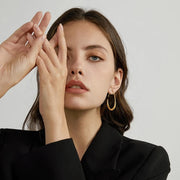 14K gold plated teardrop hoop earrings, view 5 - MRSLM