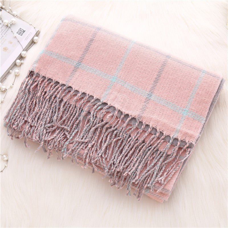 Double-sided plaid scarf, view 9 - MRSLM