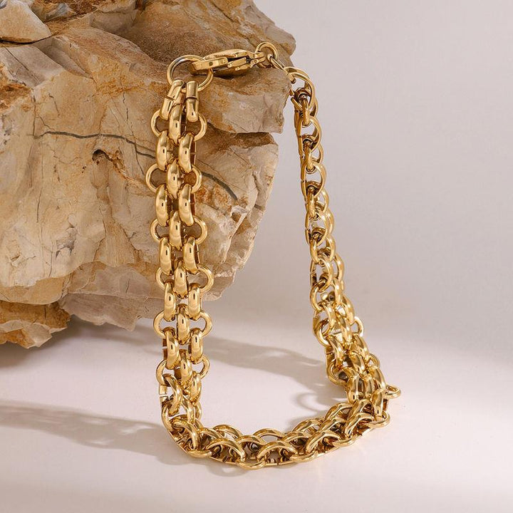 18K Gold Plated Heavy Duty Ring Clasp Braided Bracelet