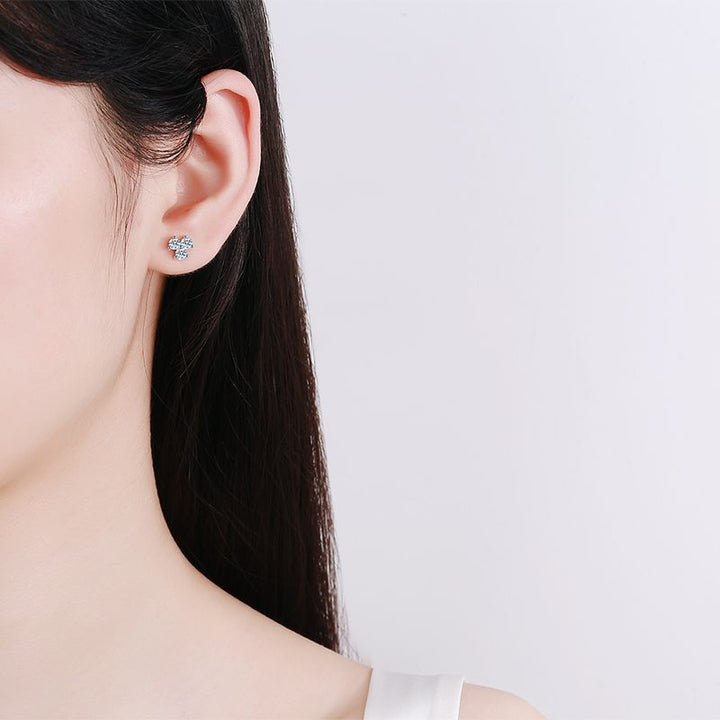 Sterling Silver Earrings Female Simple Models Clover