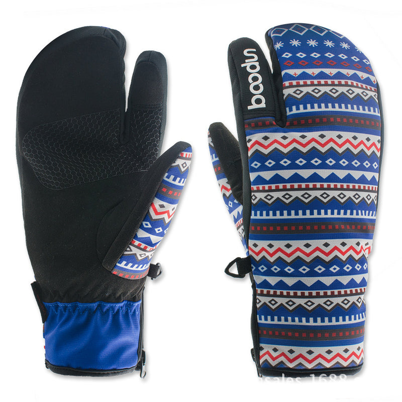 Ski Gloves Outdoor Three-finger Warm Gloves