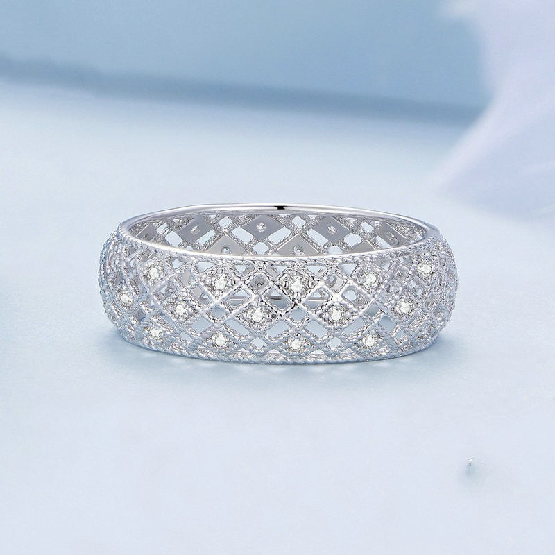 S925 Silver Delicate Mesh Wide Ring