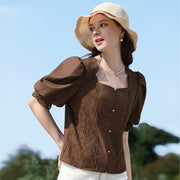 french vintage square neck blouse - MRSLM