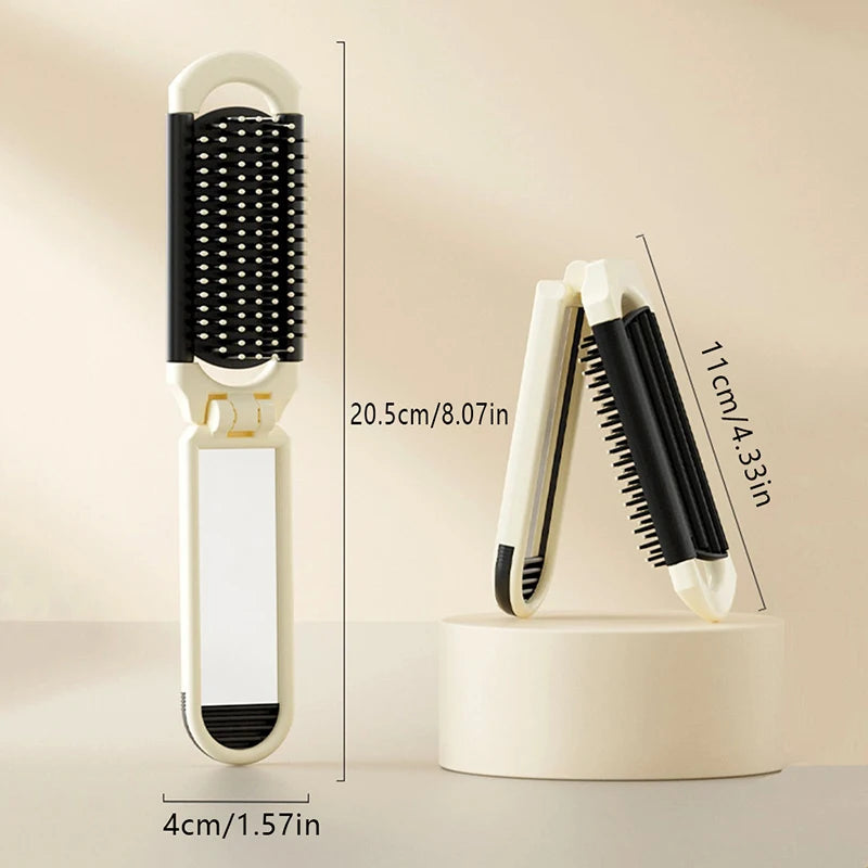 portable folding hairbrush, view 5 - MRSLM