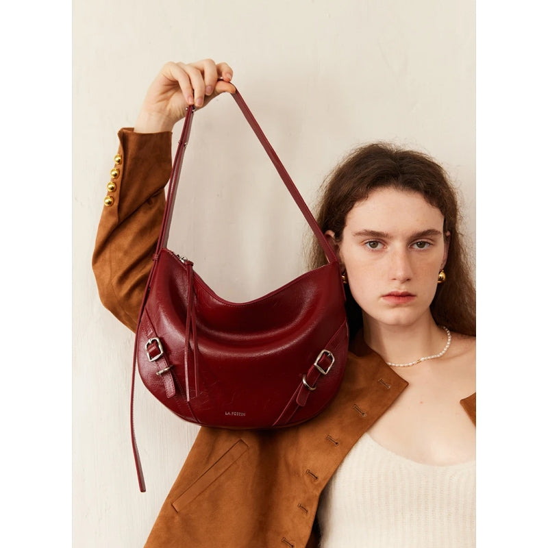 split leather shoulder crossbody bag, view 6 - MRSLM