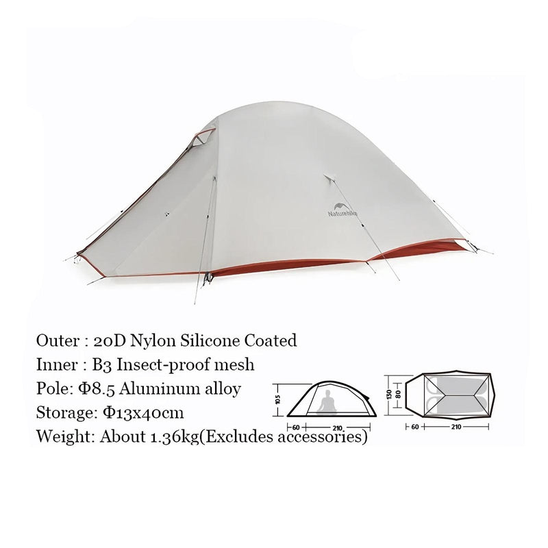 ultra light waterproof trekking tent, view 3 - MRSLM