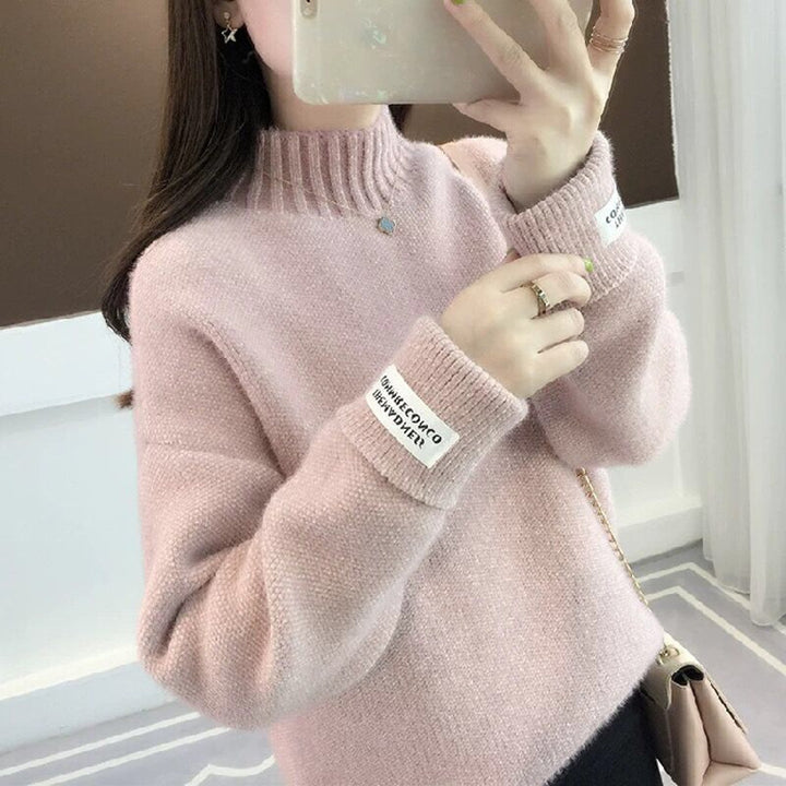 Mock Neck Sweater Women's Knitted Bottoming Shirt