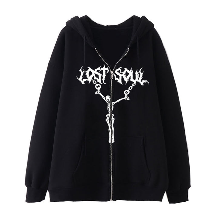 Women's Street Hip-hop Jacket Skeleton Zipper