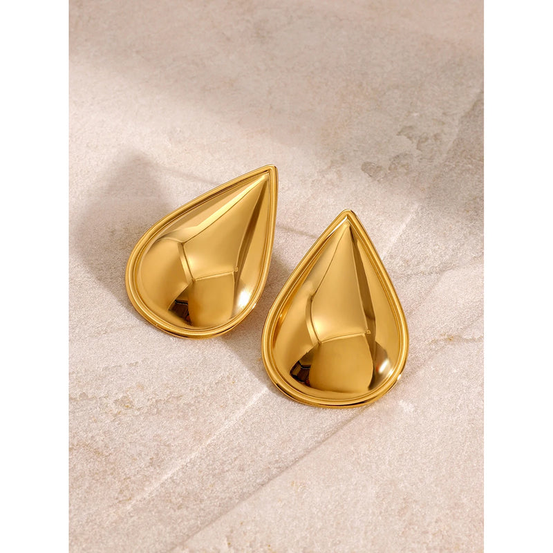stainless steel rounded triangle stud earrings, view 4 - MRSLM