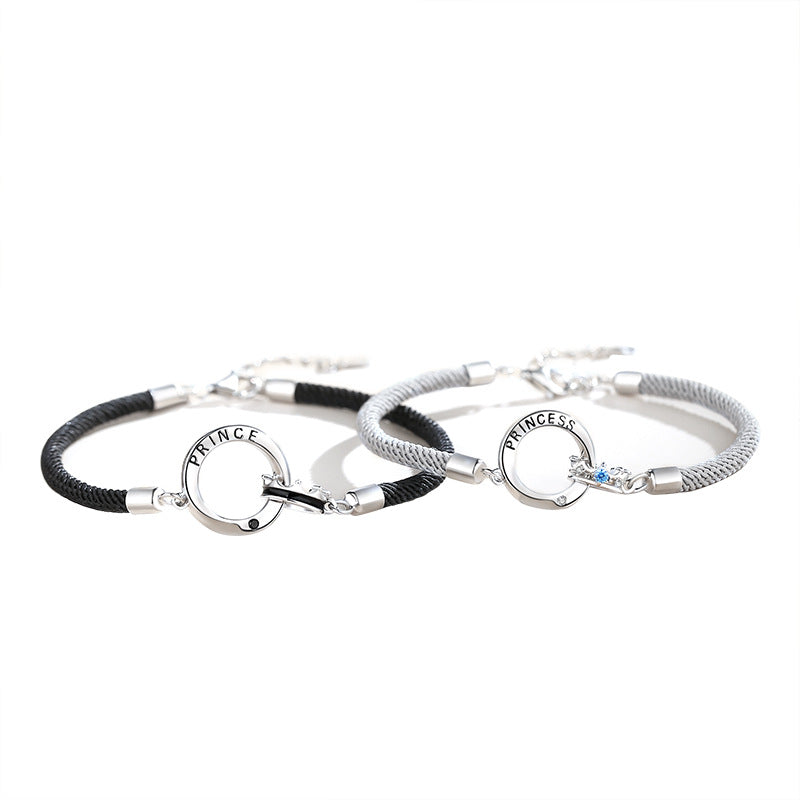 Couple Fashion Double Ring Sterling Silver Bracelet