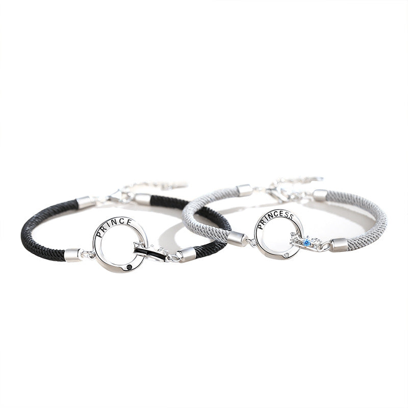 Modisches Partner-Doppelring-Armband aus Sterlingsilber