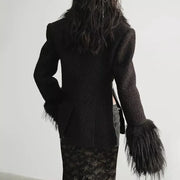 Loose blend coat with turn-down collar, view 5 - MRSLM