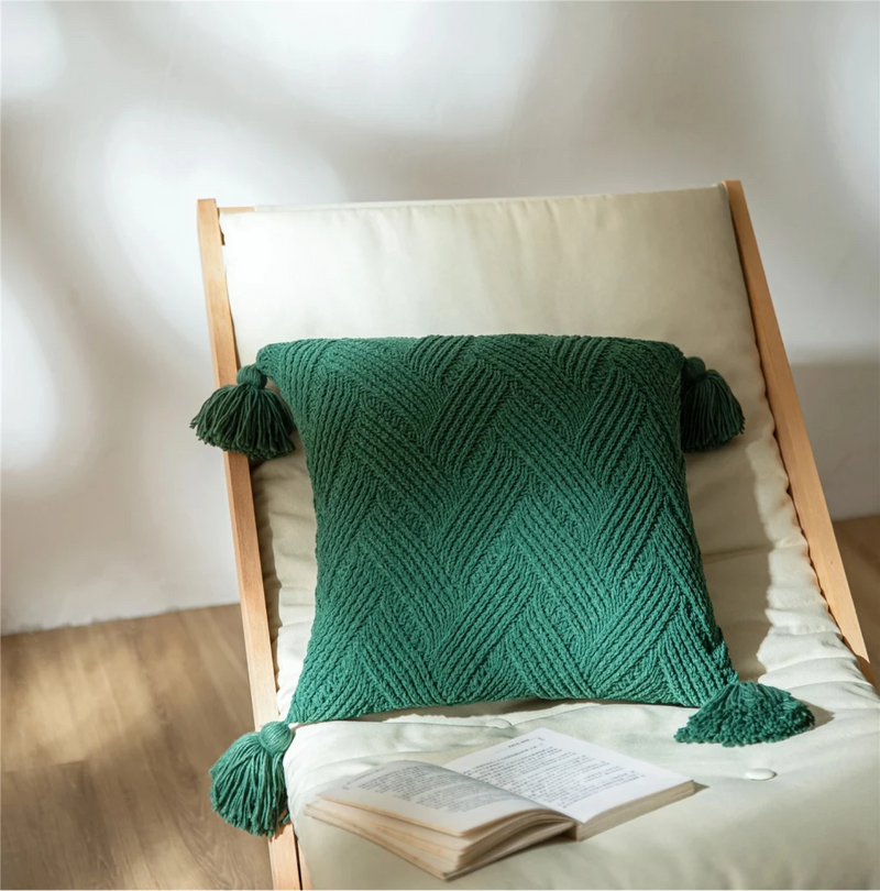 chenille handmade tassel pillow cover, view 11 - MRSLM