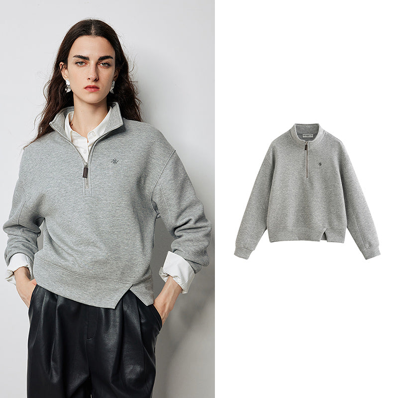 open slit zipper pullover sweatshirt, view 2 - MRSLM