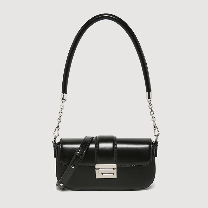 elegant microfiber leather chain shoulder handbag, view 5 - MRSLM