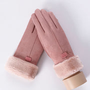 Women's plush-lined suede touchscreen gloves, view 16 - MRSLM